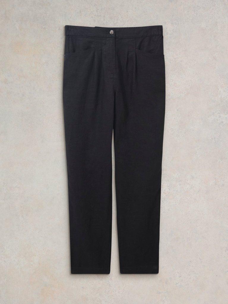 Rowena Linen Trouser in PURE BLK - FLAT FRONT